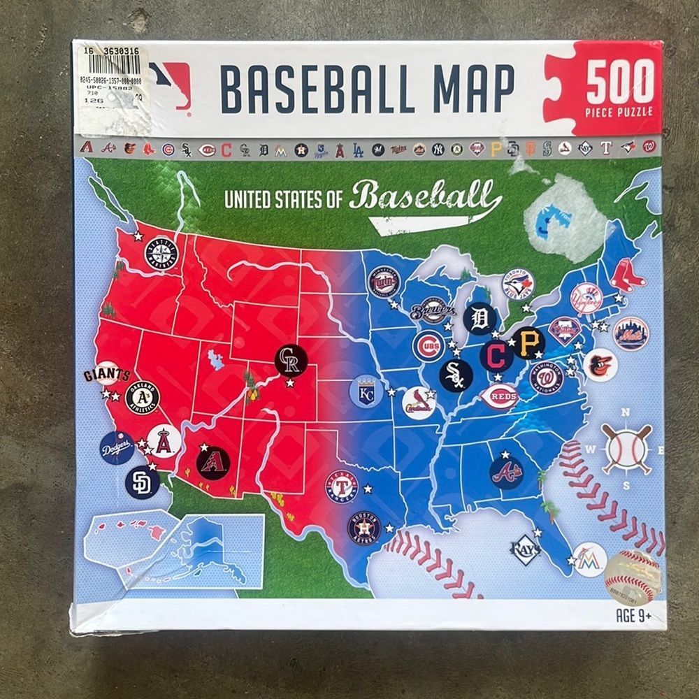 United States of Baseball Baseball Map 500 piece Puzzle NWT